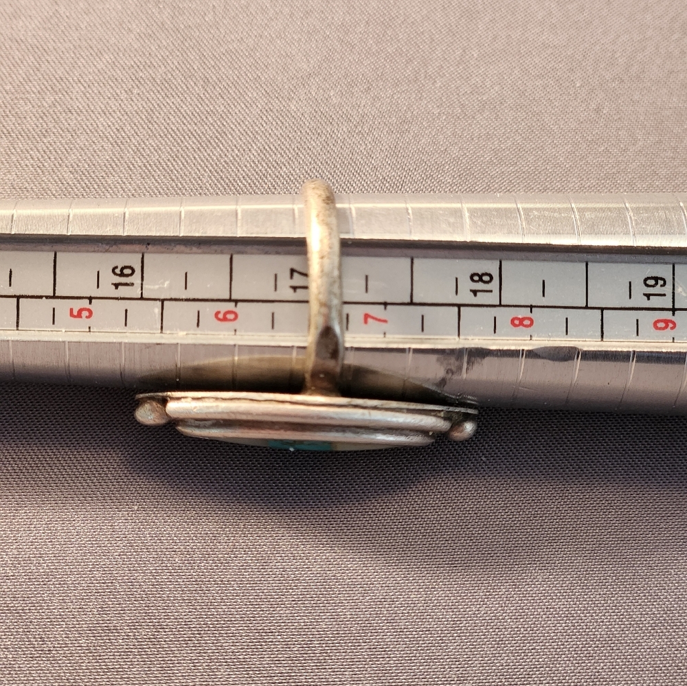 Silver Turquoise And Shell Ring - image 6